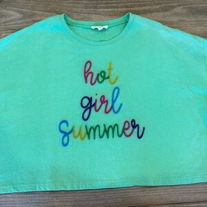 Boutique Vibrant Green Cropped “hot girl summer” Shirt